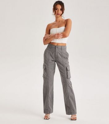 Grey Cargo Pants Mid Rise | Ally Fashion